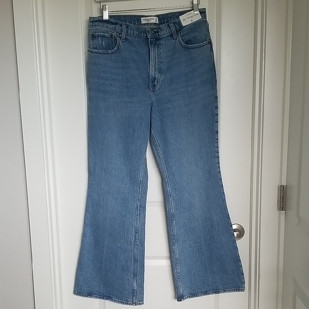 Abercrombie & Fitch Blue Flare Wide Leg Jeans